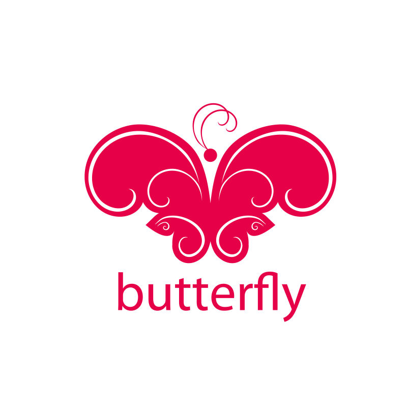 粉红色蝴蝶标志矢量创意logo设计