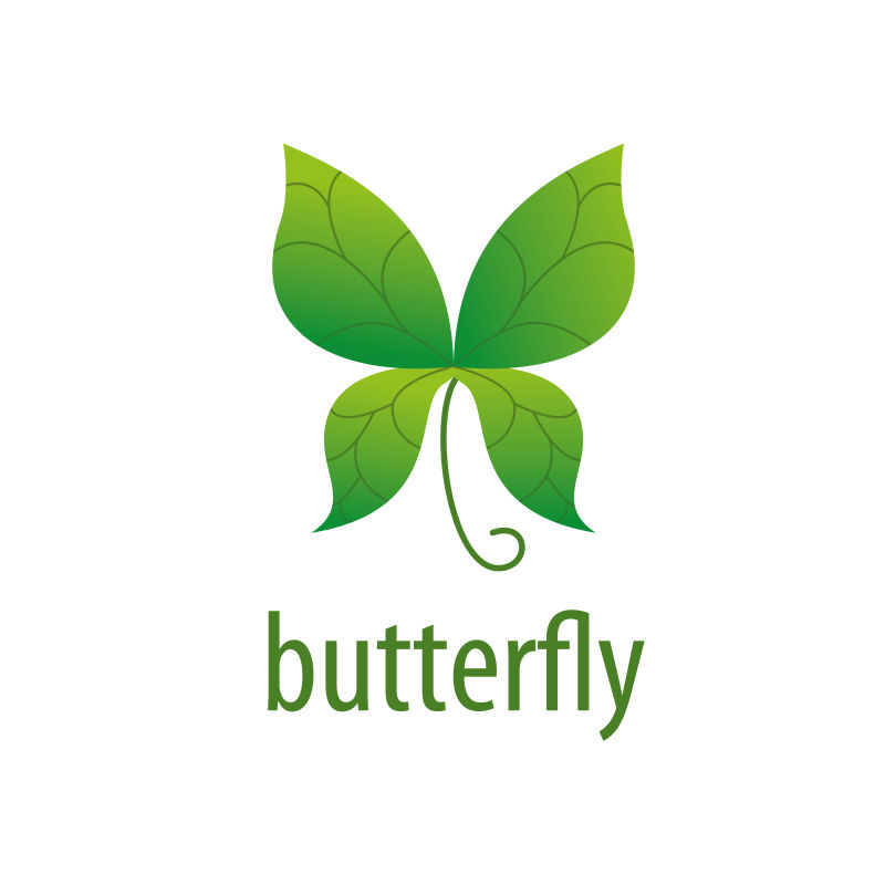 绿叶组成的蝴蝶标志矢量创意logo设计
