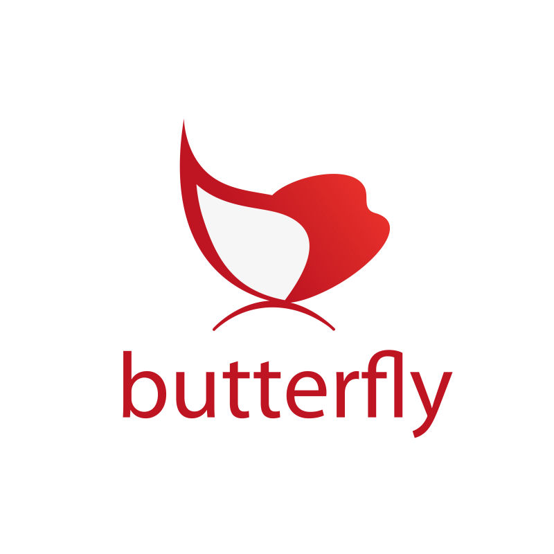 红色侧面蝴蝶标志矢量创意logo设计