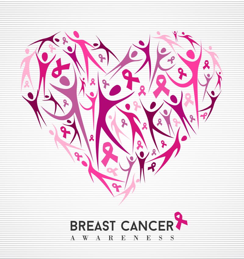 乳腺癌宣传概念插图矢量设计