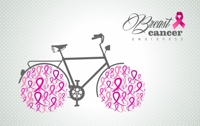 自行车图案矢量乳腺癌概念插图
