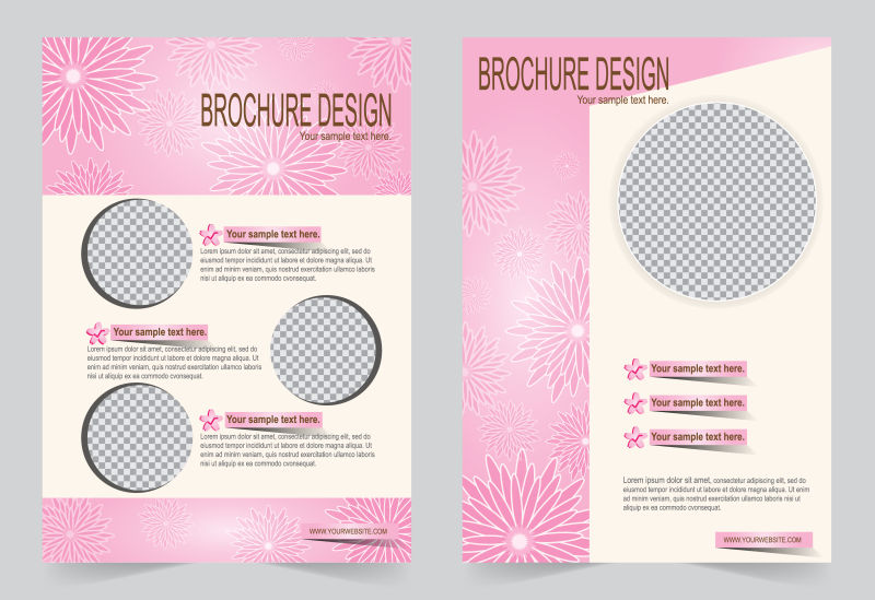 粉色花朵背景宣传册设计矢量图