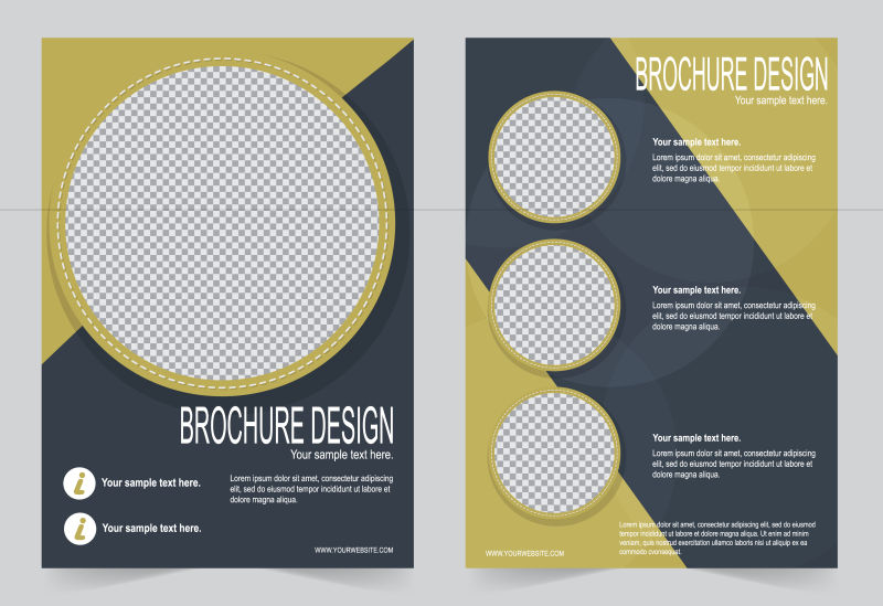 黑黄色圆形背景宣传册设计矢量图