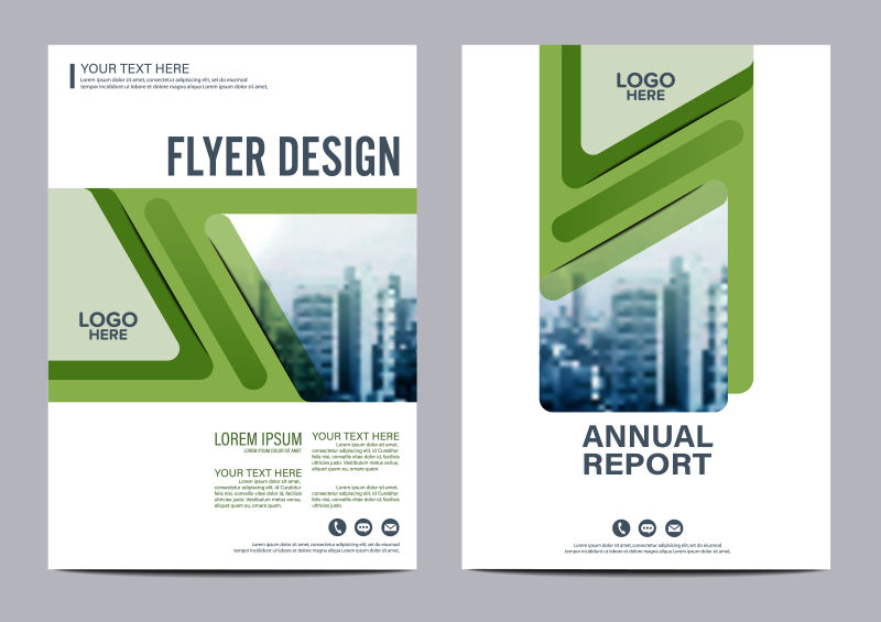 矢量绿色元素的商业报告封面设计