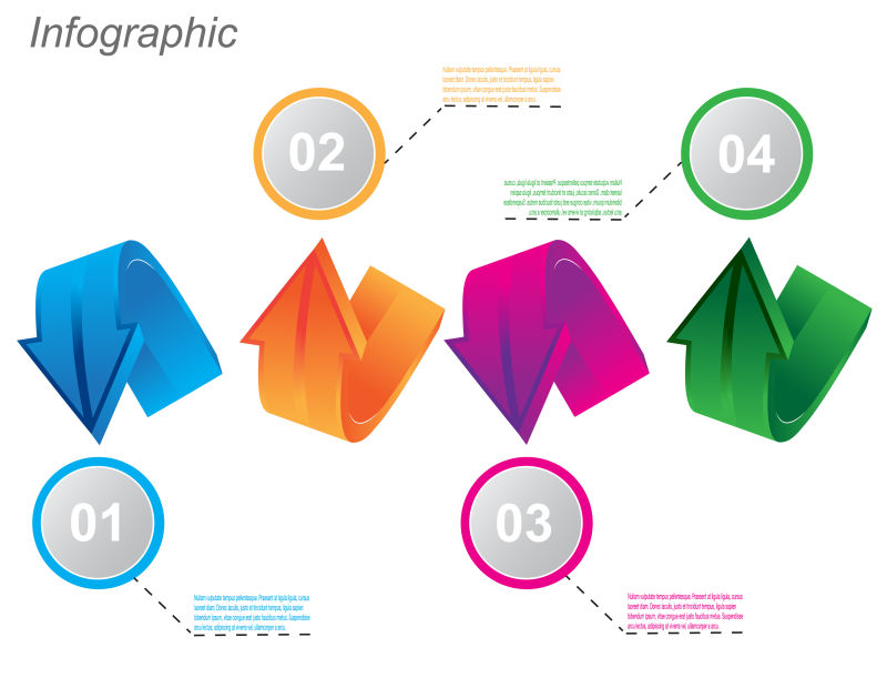 抽象矢量现代彩色立体箭头信息图表设计