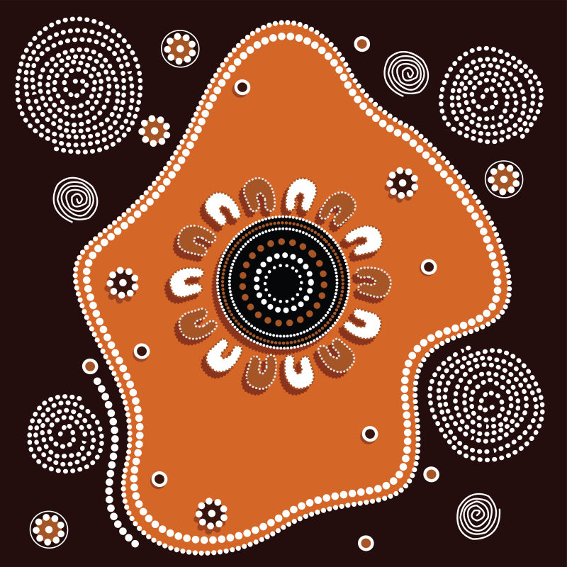 橙色和棕色圆圈状民族风格矢量抽象装饰背景