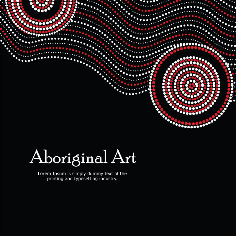 土著艺术黑白红色矢量抽象圆点装饰背景
