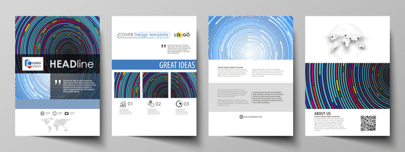 彩色抽象线条背景宣传册设计矢量图