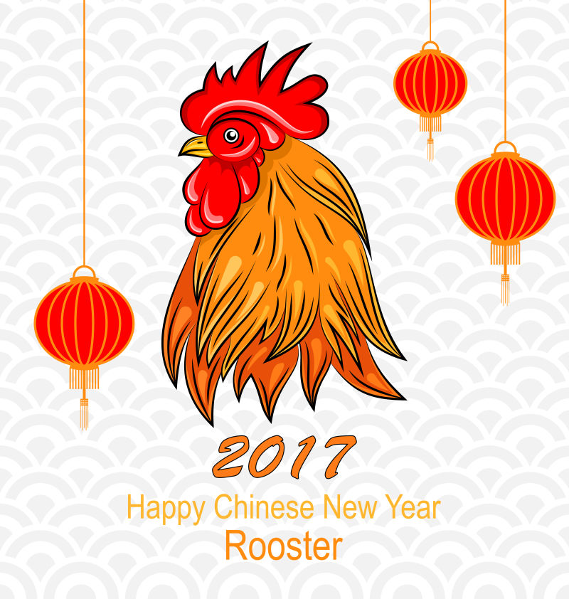 创意矢量中国公鸡新年快乐插图