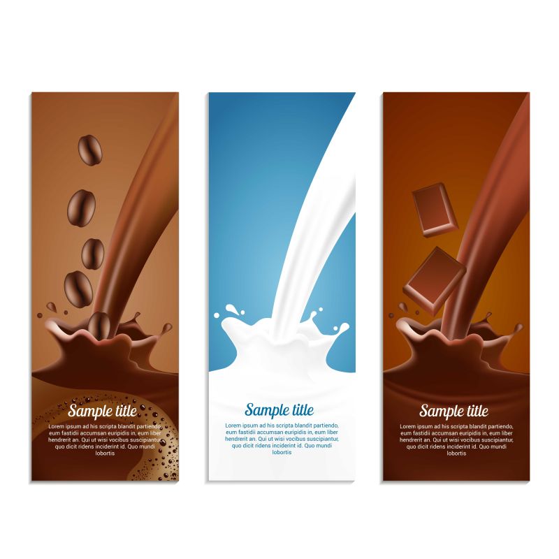 矢量咖啡牛奶和巧克力横幅设计