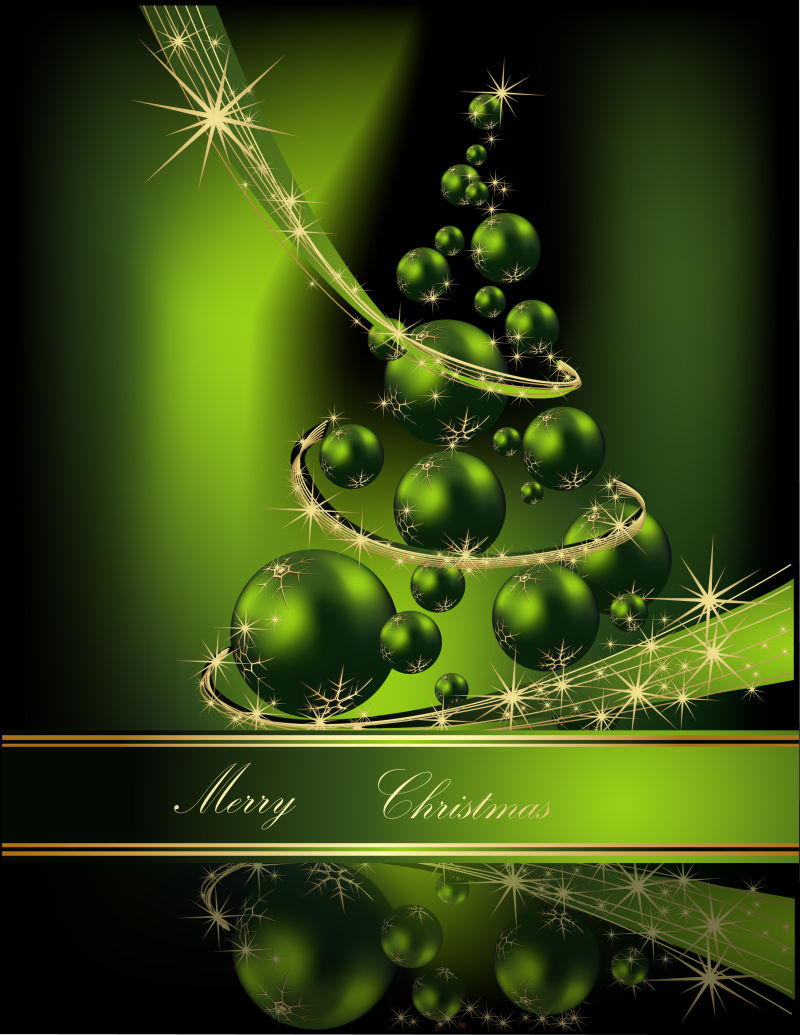 有创意的绿色圆球圣诞树矢量图