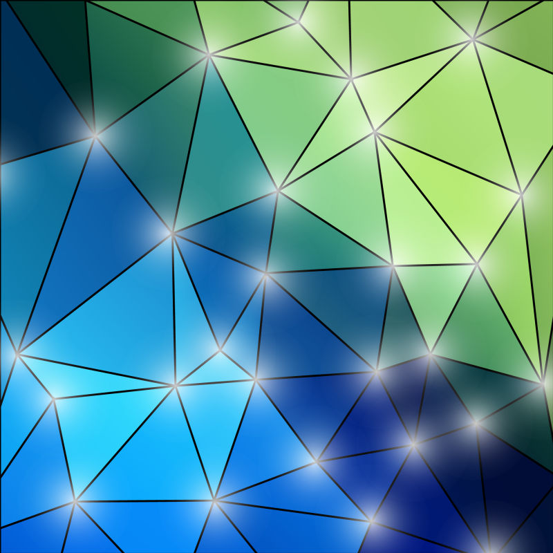 矢量抽象彩色发光几何三角立体背景