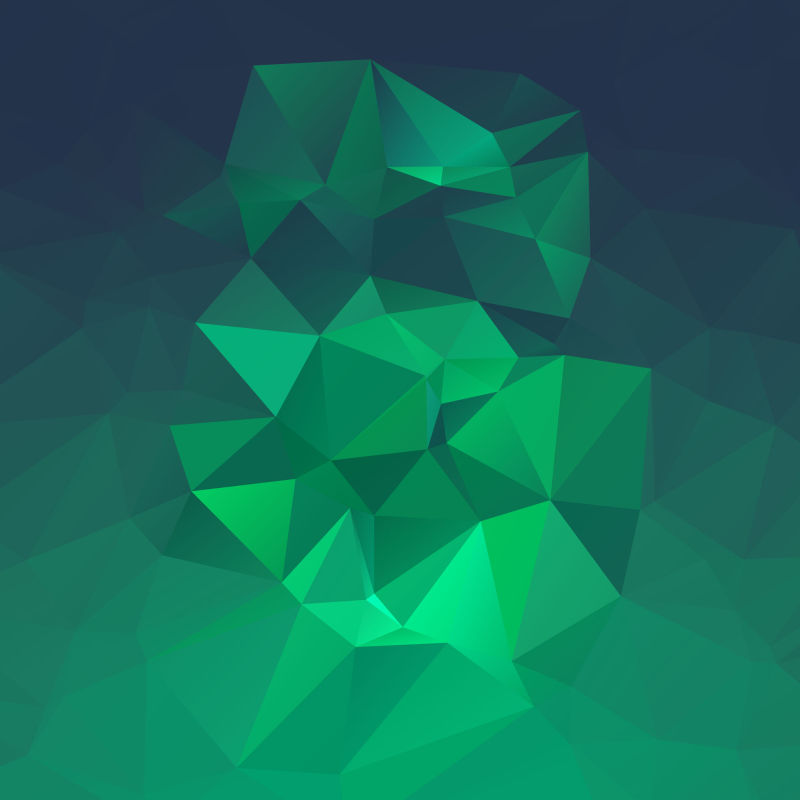 矢量绿色渐变立体三角抽象背景