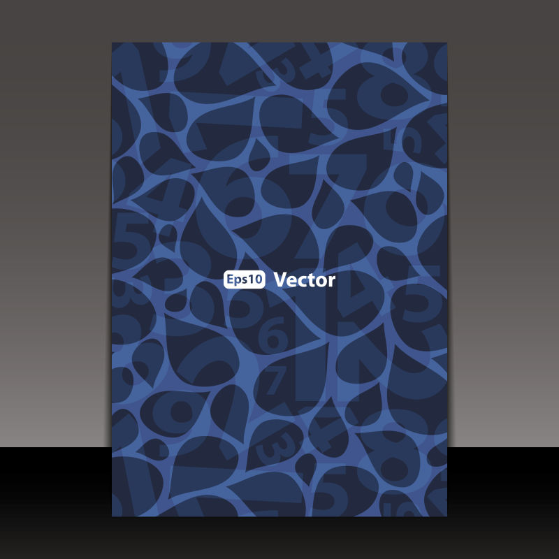 创意矢量蓝色波纹下的数字元素封面设计