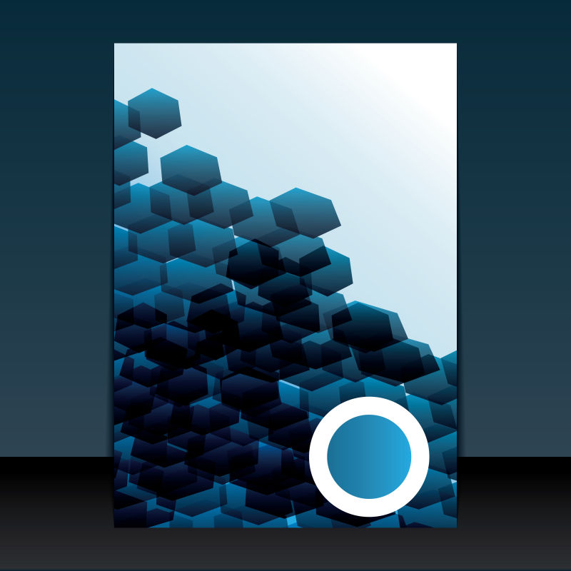 矢量抽象蓝色几何体元素宣传封面设计