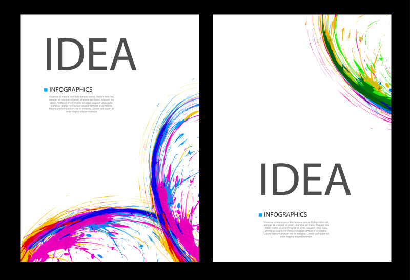 创意矢量彩色笔触元素的书刊封面设计