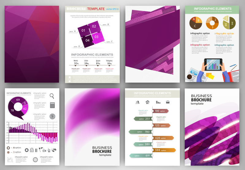 紫色背景与抽象概念信息图形矢量图