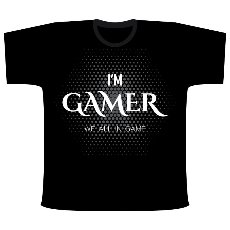 我是游戏玩家T恤图案矢量设计