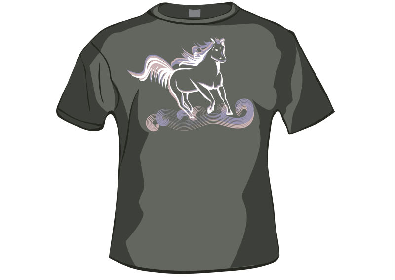 奔跑的马矢量T恤图案