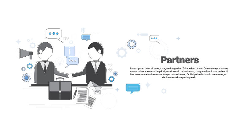商家伙伴握手合作概念商务网页横幅矢量插图