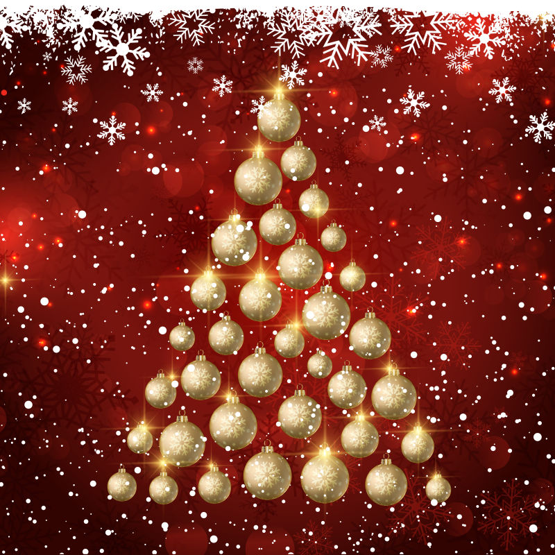 矢量圣诞球元素的装饰新年背景