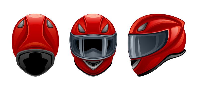 红色摩托车头盔矢量
