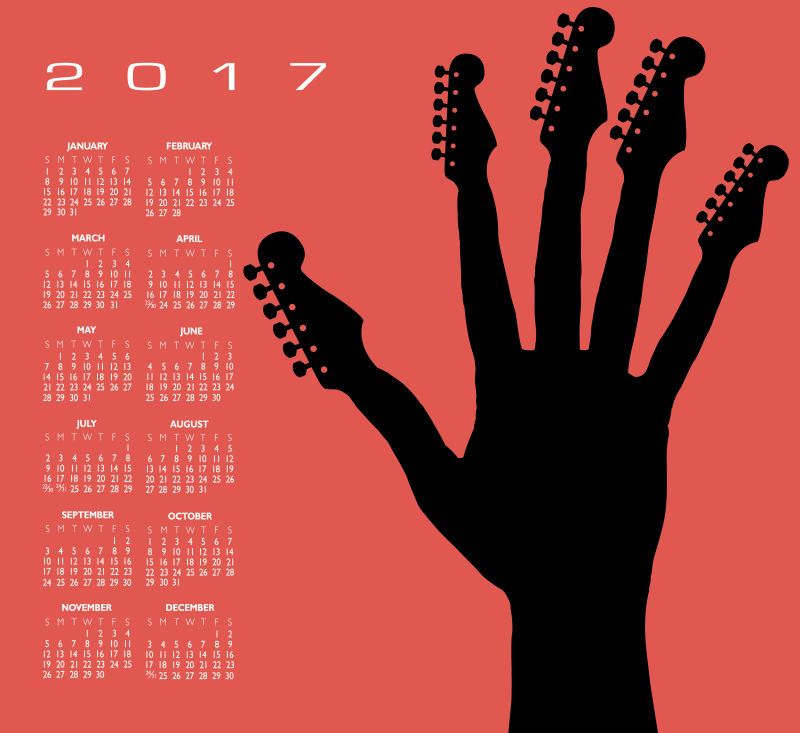 2017吉他手日历海报设计