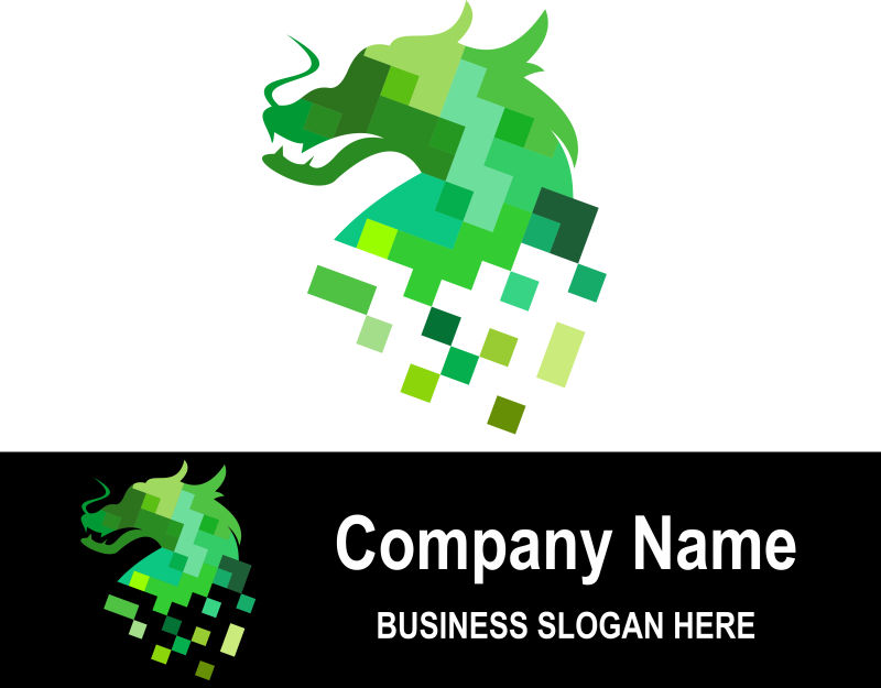 绿色马赛克龙头创意logo设计