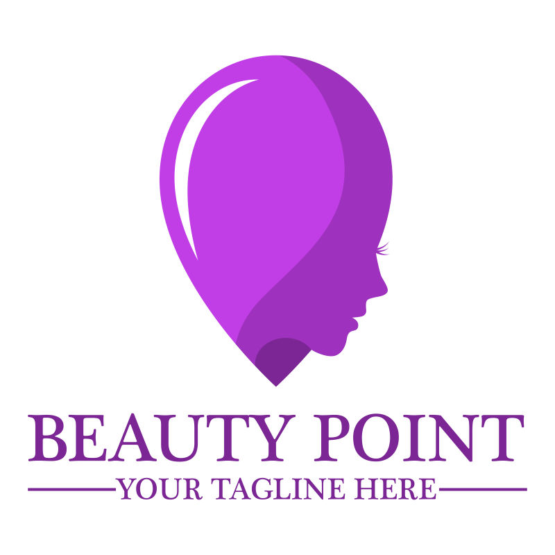 紫色女人头部的美容店标志矢量设计