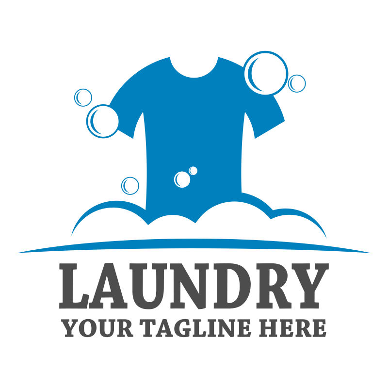 蓝色衣服标志的洗衣店矢量设计