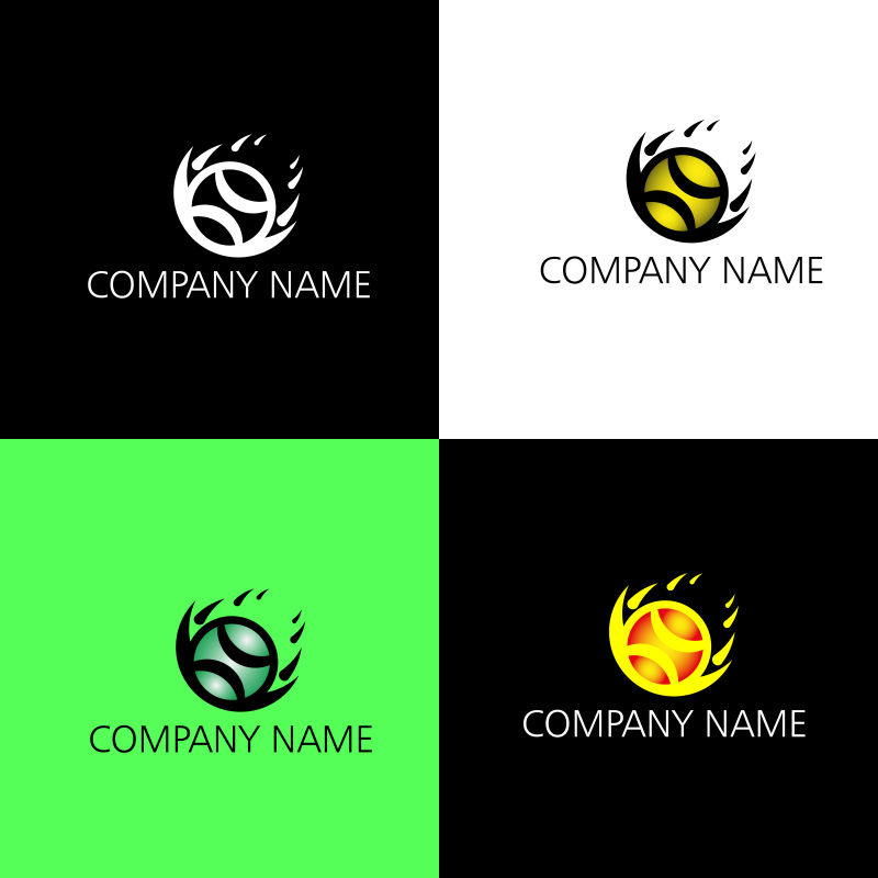 四种颜色篮球标志矢量创意logo设计