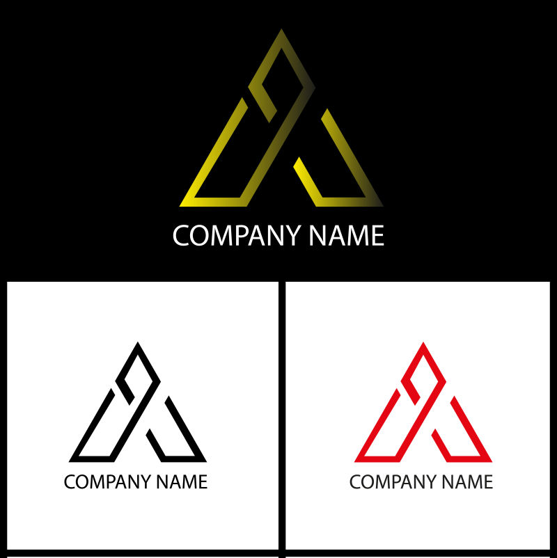 交叉的三角形三色矢量创意logo设计