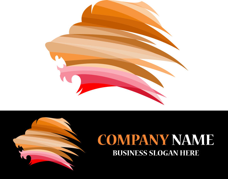 狮子形状的数码标志矢量创意logo设计