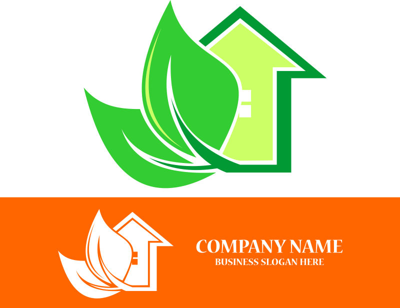 绿色家居地产标志矢量创意logo设计