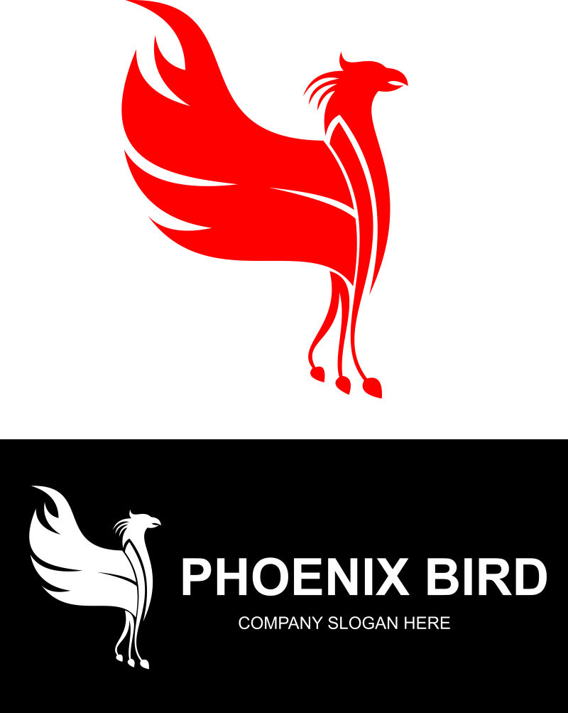 红色红凤鸟标志矢量创意logo设计