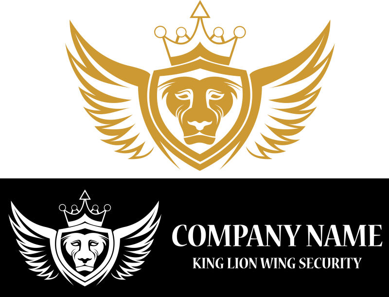 金色苍老的狮子头标志矢量创意logo设计