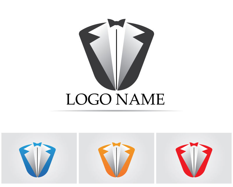 四色男士礼服标志矢量创意logo设计