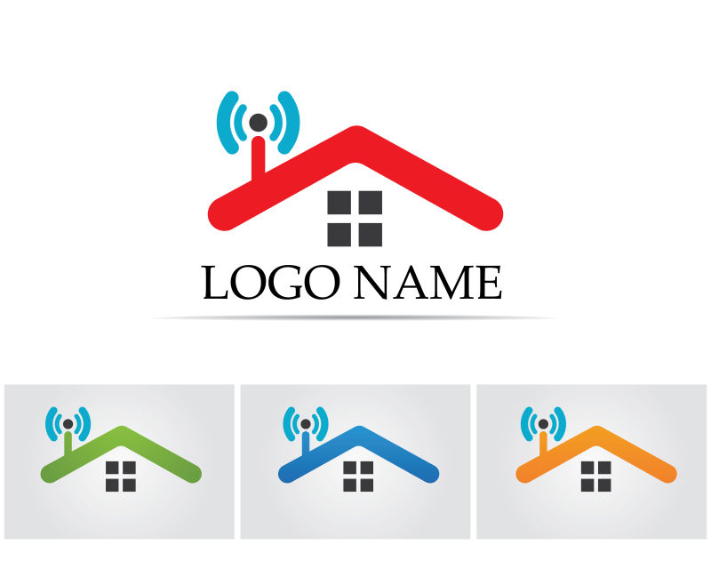 四色家居建筑网络标志矢量创意logo设计
