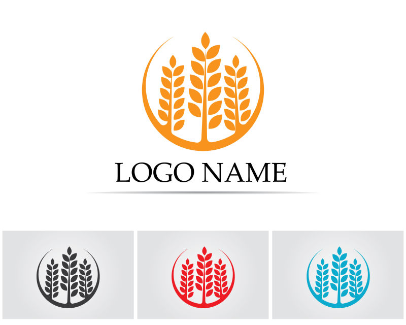四色大米燕麦标志矢量创意logo设计