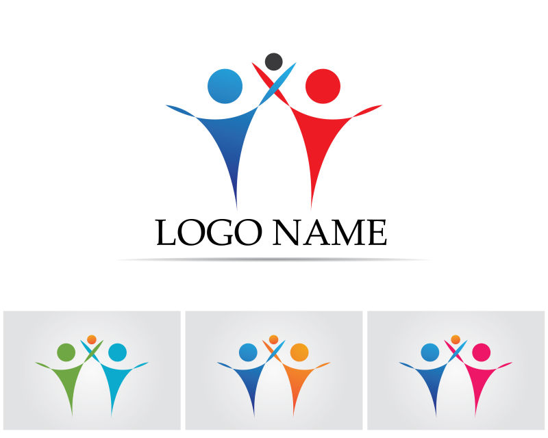 四色健康人成功企业矢量创意logo设计