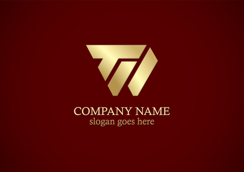 矢量公司字母T黄金标志