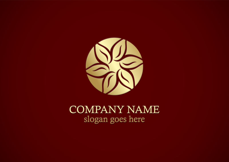 矢量公司logo圆叶抽象金标