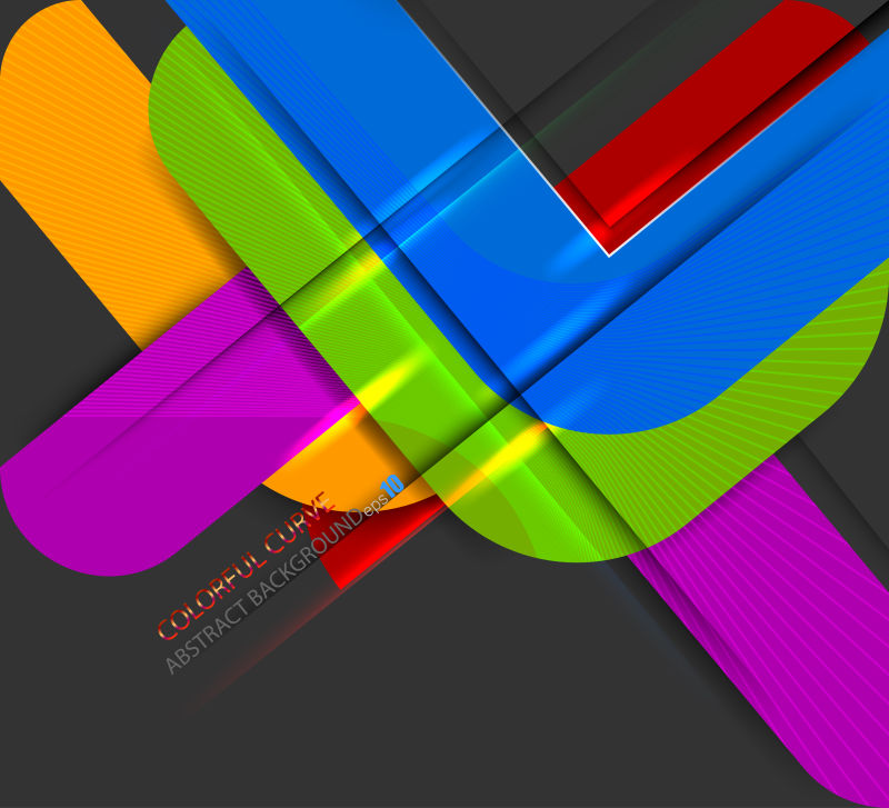 彩色抽象元素的曲线背景设计矢量