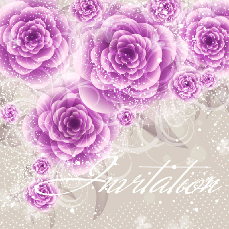矢量美丽紫色花朵元素的装饰背景