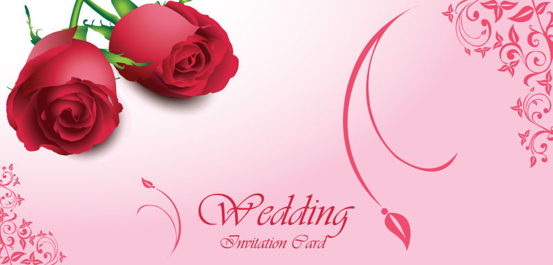 矢量玫瑰元素的装饰婚礼背景