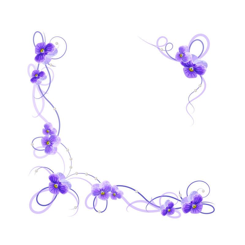 角框与紫色花朵矢量框架