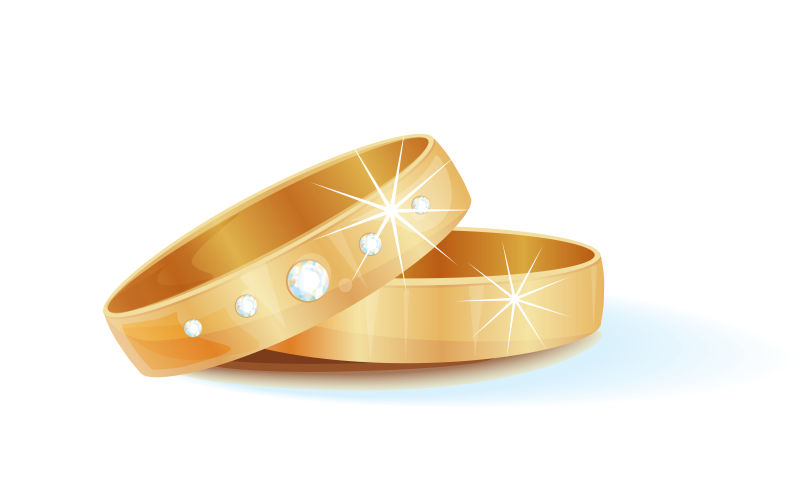 黄金结婚戒指矢量插图