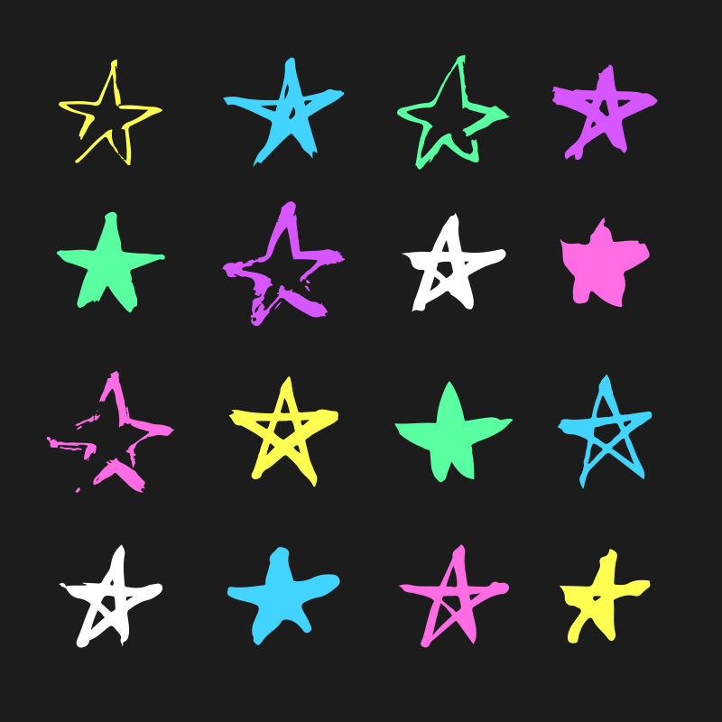 矢量手绘彩色五角星设计元素