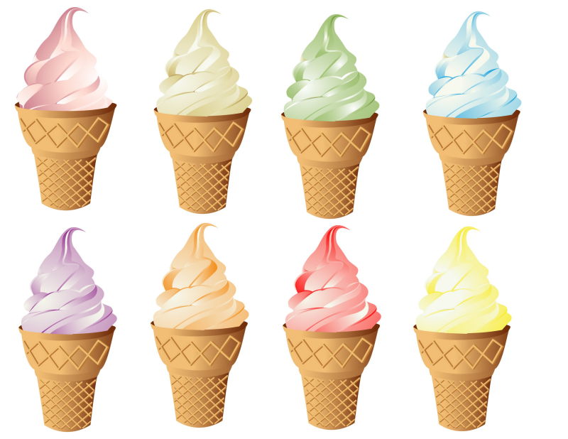 矢量彩虹色冰淇淋的平面插图