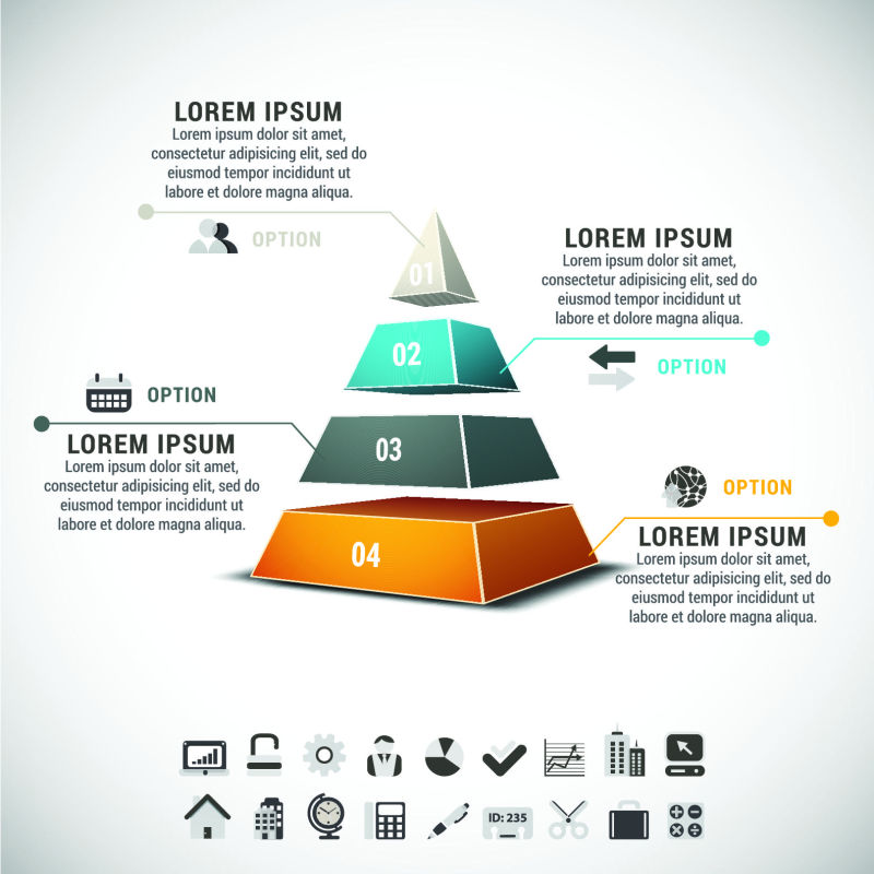 矢量金字塔构成的商业信息图表